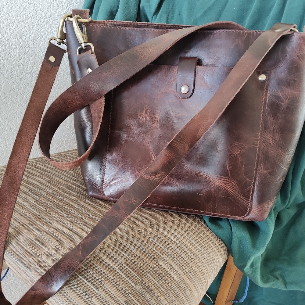Brown Buffalo Leather Messenger Bag